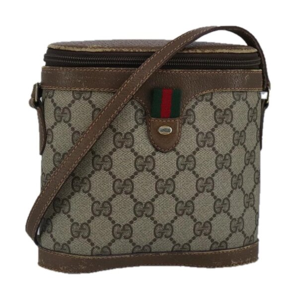 GUCCI GG Supreme Web Sherry Line Shoulder Bag PVC Beige Red - Picture 1 of 15